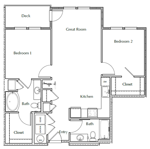 The Vaughn 2D Floor Plan - 2x2 A